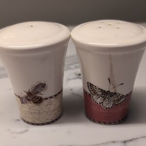 Wedgwood White and Pink Insect Salt and Pepper Shakers